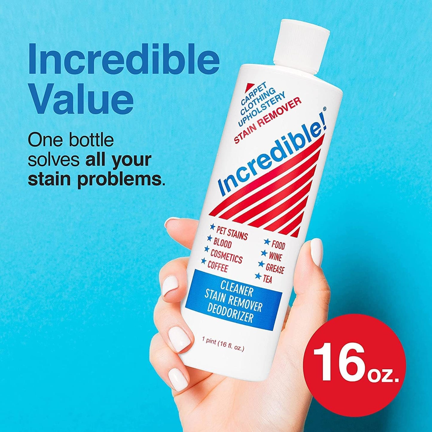 INCREDIBLE! Stain Remover - Instant Spot Remover For New and Old Stains - Blood, Red Wine, Coffee