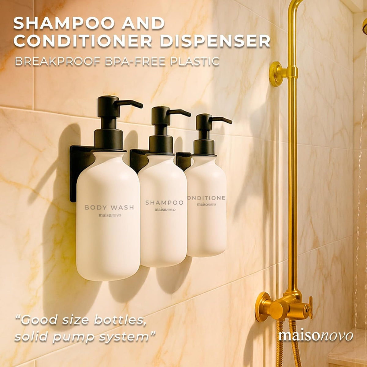 MaisoNovo Shampoo and Conditioner Dispenser - Shower Soap Dispenser Wall Mounted - 16.9 fl oz Set