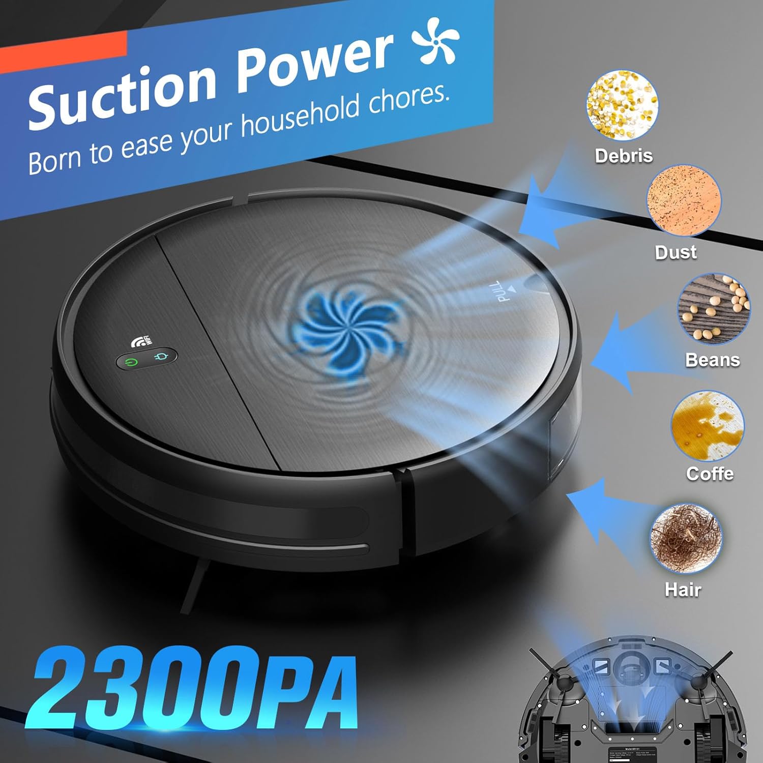 Robot Vacuum and Mop Combo, 2 in 1 Robotic Vacuum Cleaner with Schedule, App/Alexa/Voice Control