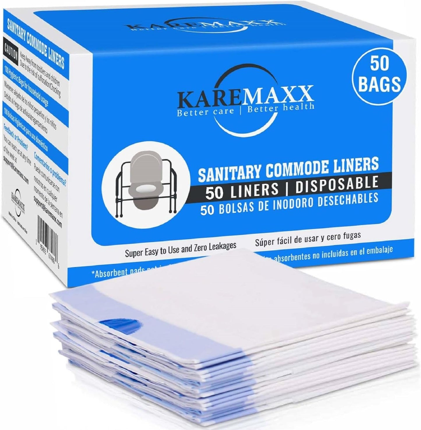 Disposable Potty liners - 50, Bed side commode Liners, Portable Toilet Bag, Potty Bags for Portable