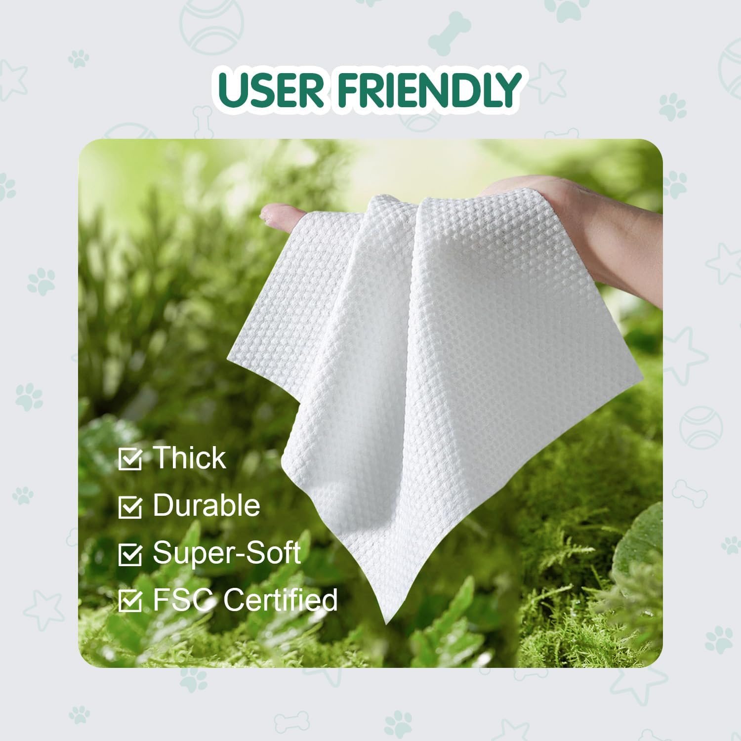 COCOYO Disposable Wet Wipes for Dogs & Cats I 300 Wipes for Cleaning and Deodorizing - Plant-Based