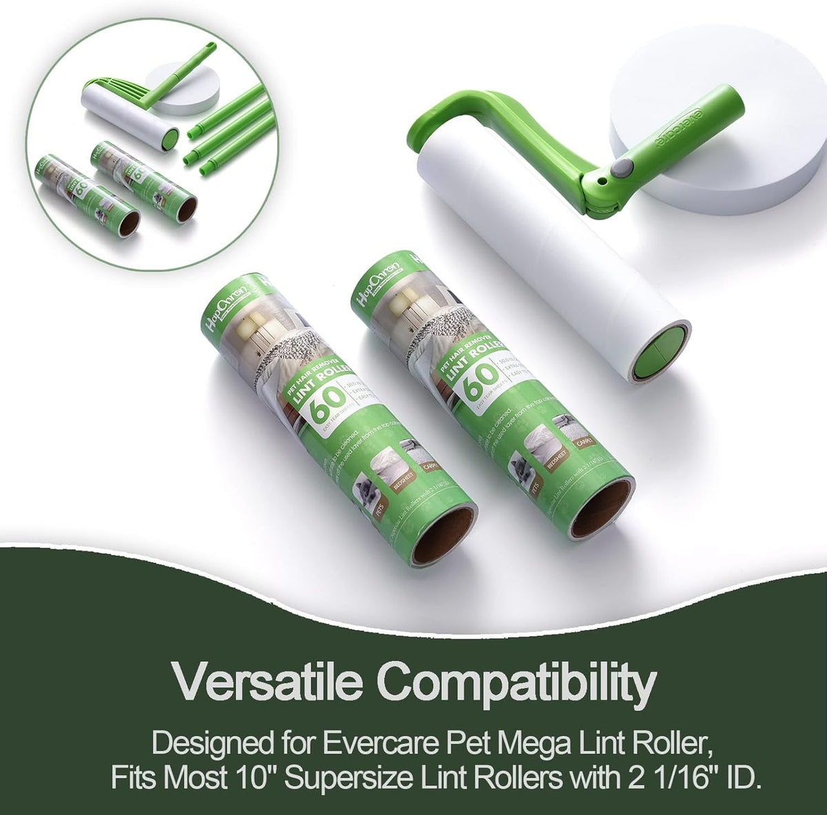 10 inch Mega Lint Roller Refills for Evercare Pet Mega Lint Roller and Leo Cleaning Roller, Fits