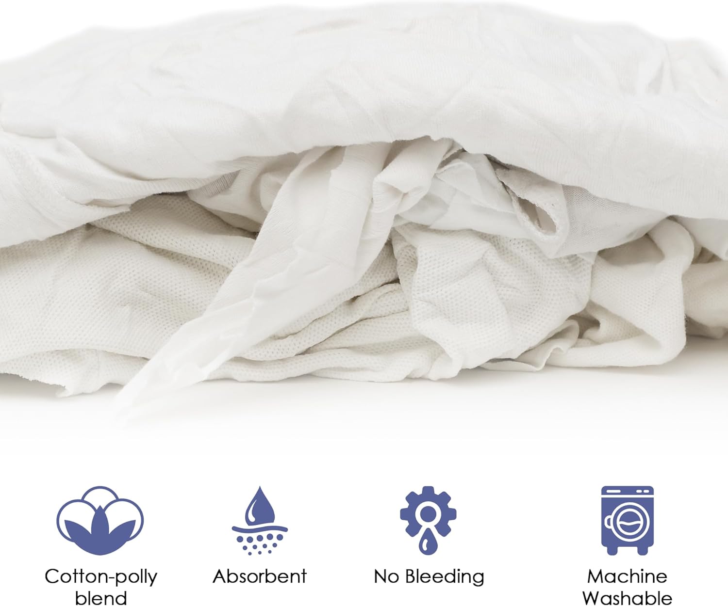 Huck & Terry White T-Shirt Bag of Rags (1 LB Bag), 100% Recycled Material, Cotton Blend Bar Mop