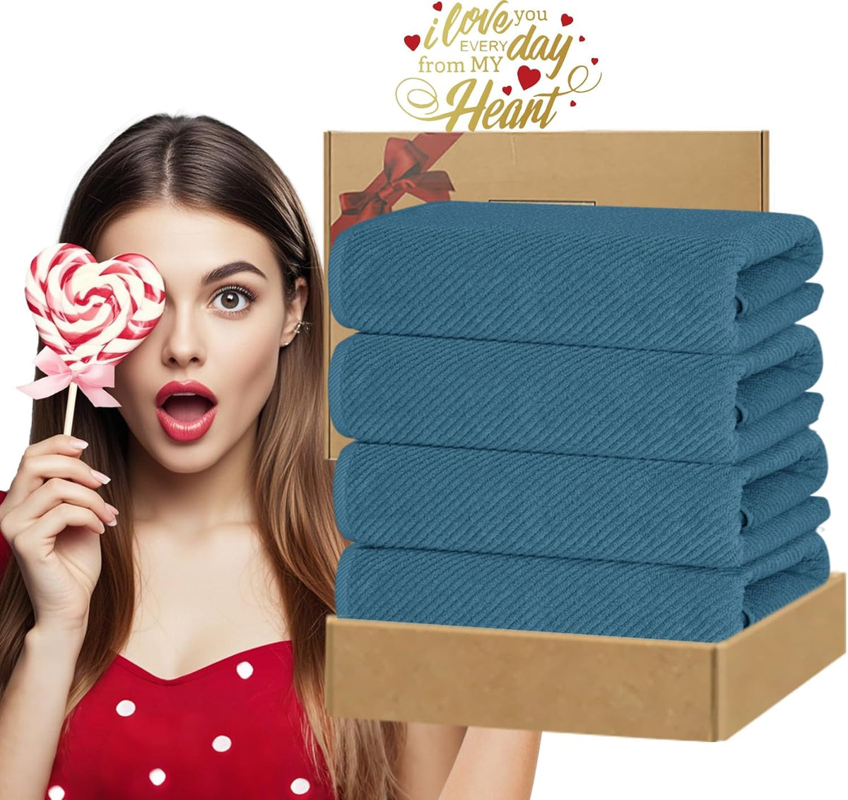 VOOVA & MOVAS Bath Towels Set of 4, Large 30" x 56" - 100% Cotton | Thick | Lightweight | Soft |