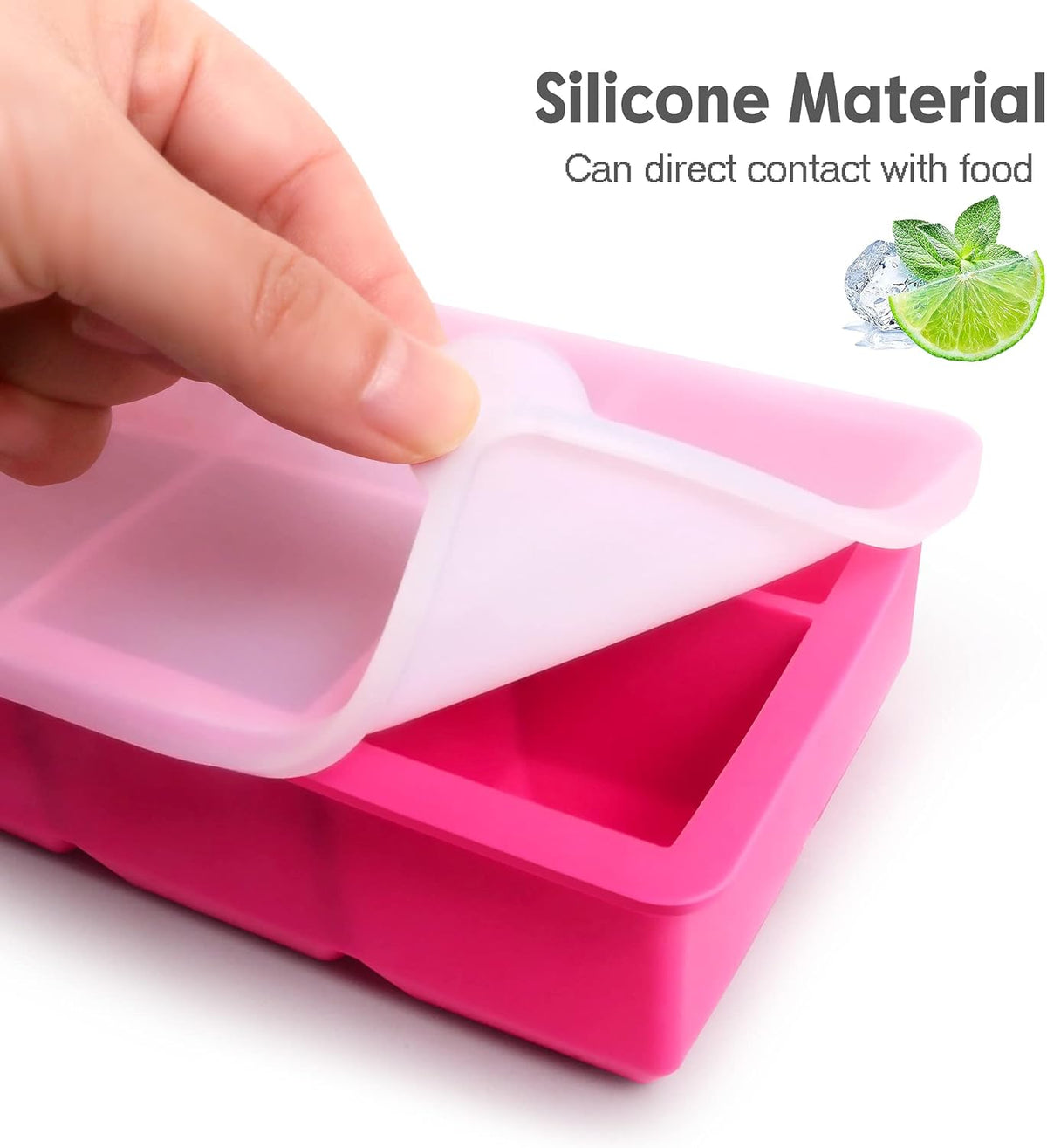 Silicone Ice Cube Trays with Lids,Large Square Ice Cube Molds for Freezer, Whiskey, Cocktail