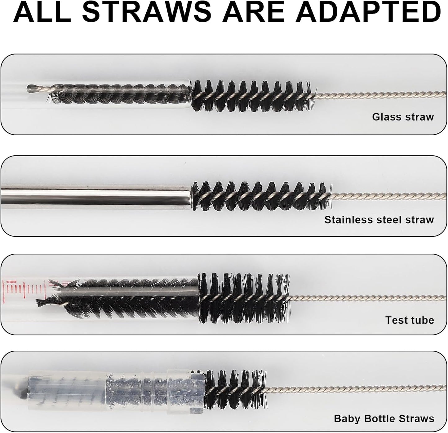 Straw Cleaner Brush Set, 12 Pieces Botthle Cleaning Brush and Nylon Tube Brush Brush, 11.8 Inch