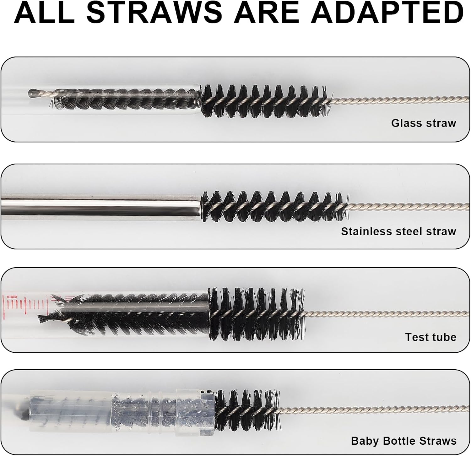 Straw Cleaner Brush Set, 12 Pieces Botthle Cleaning Brush and Nylon Tube Brush Brush, 11.8 Inch