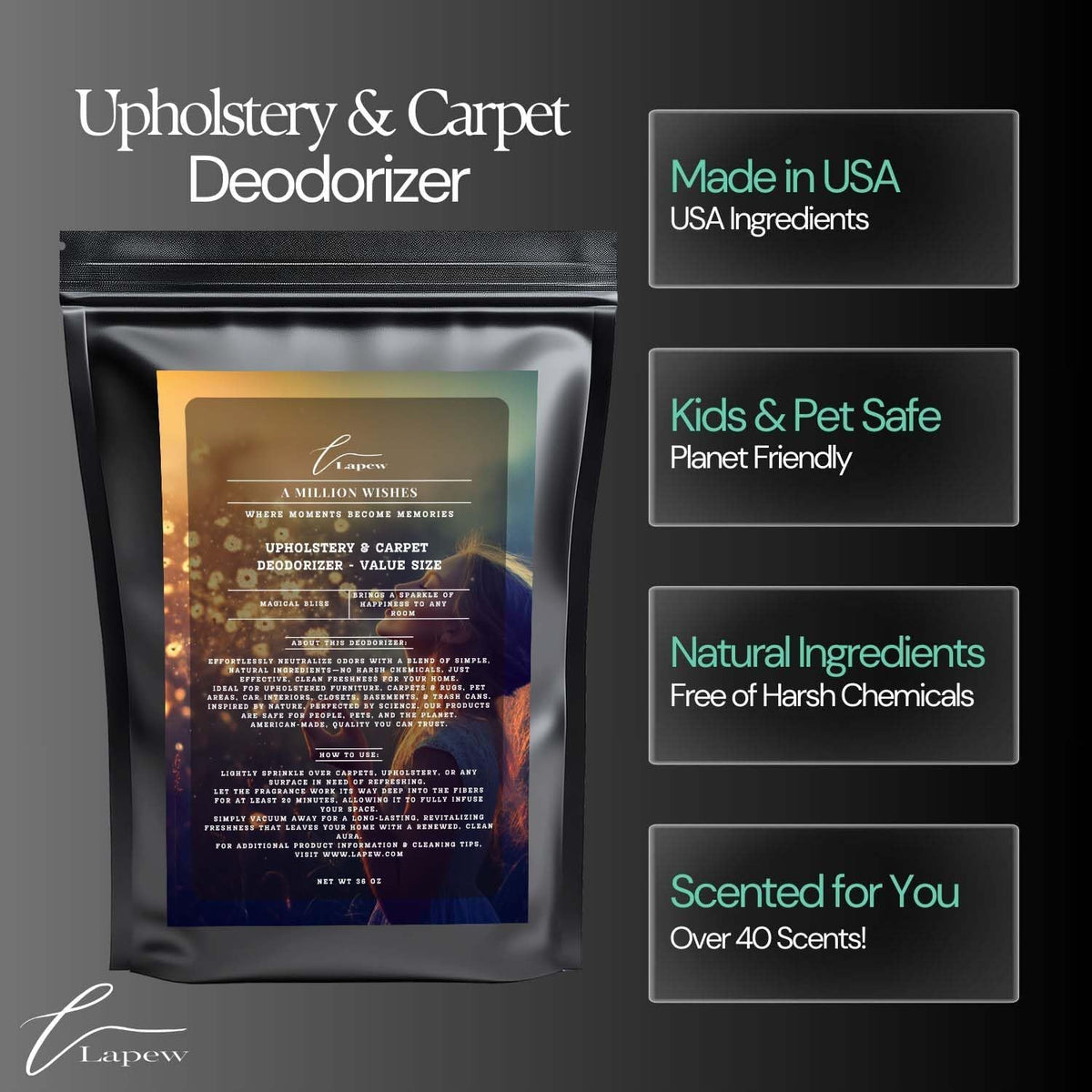 A Million Wishes Carpet Freshener Powder Refill 36 oz | Powerful Odor Eliminator for Home |