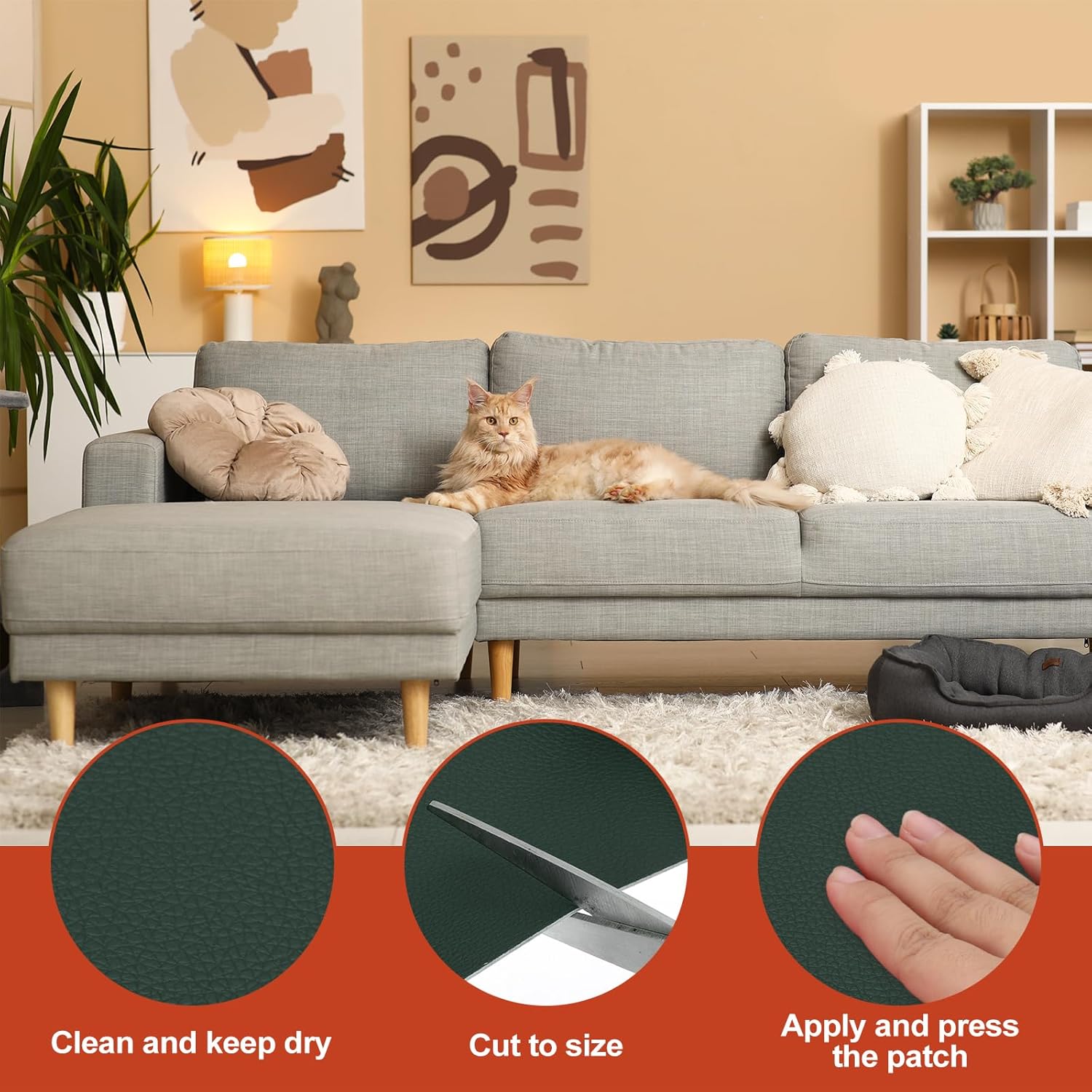 PATIKIL Leather Patches Tape for Furniture, 3.2 x 61 Inch Self Adhesive Vinyl Leather Repair Kit