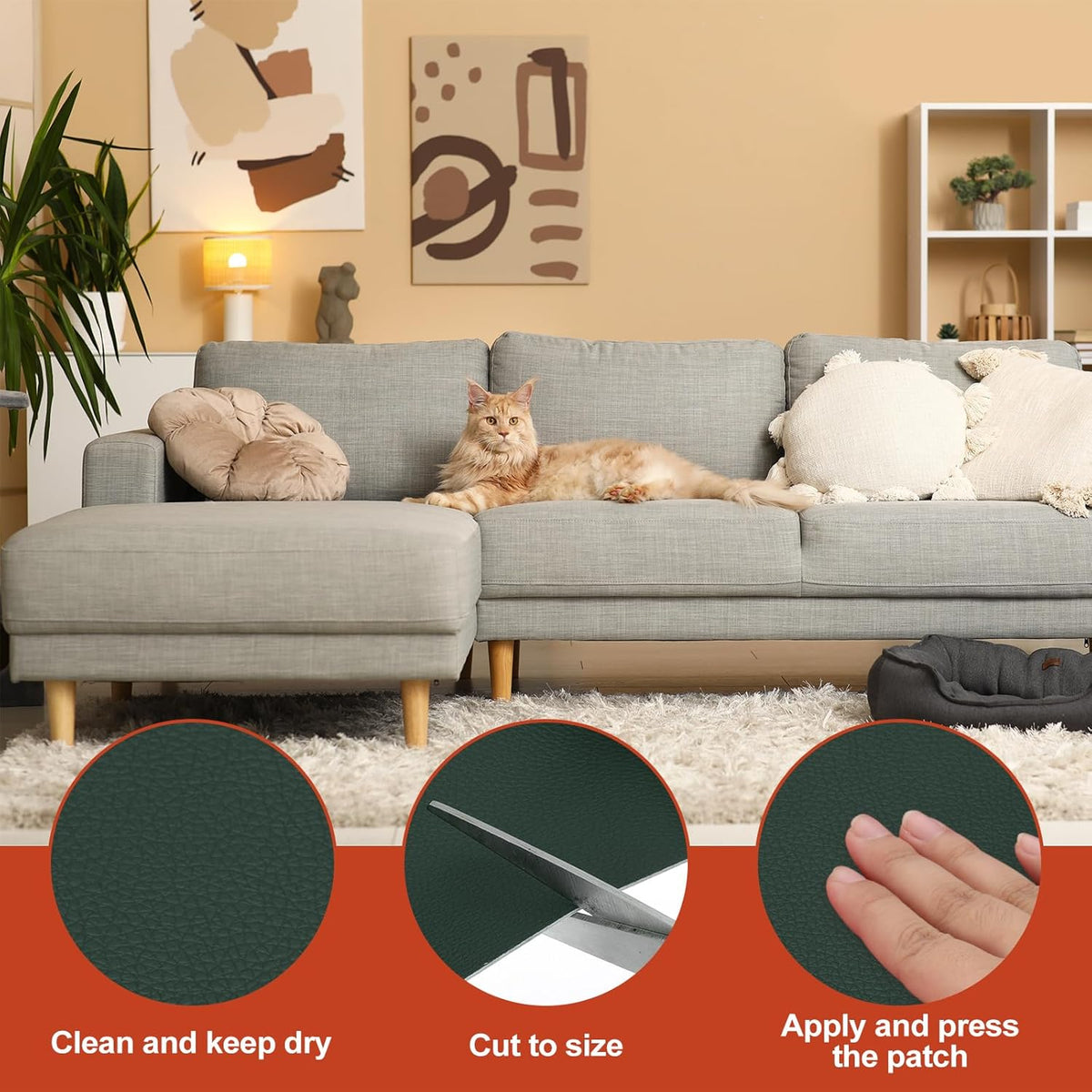 PATIKIL Leather Patches Tape for Furniture, 6.3 x 61 Inch Self Adhesive Vinyl Leather Repair Kit