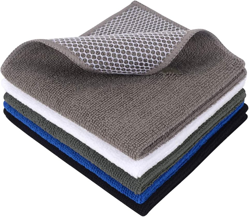 SINLAND Microfiber Dish Cloth for Washing Dishes Best Kitchen Washcloth Cleaning Cloths Poly Scour