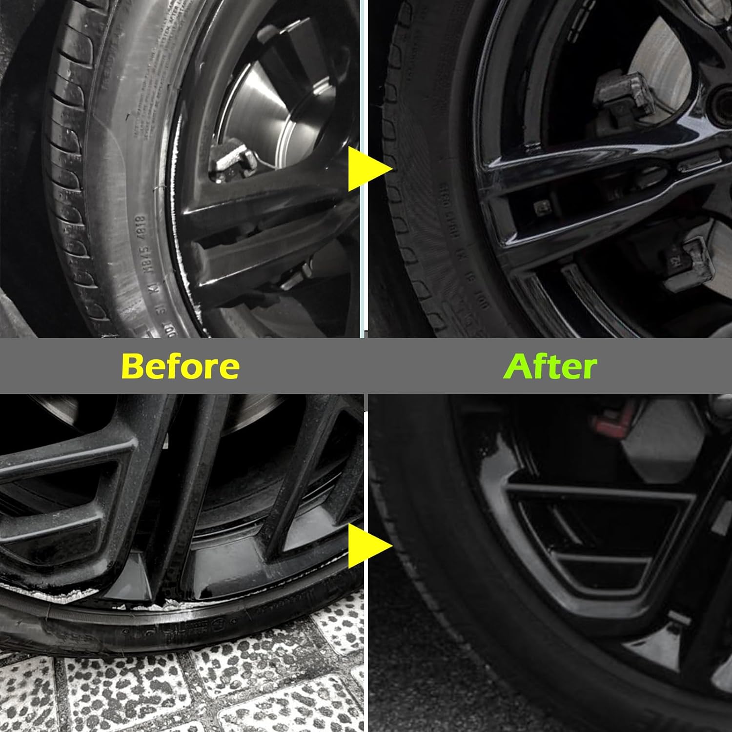 FOLLOWIN Gloss Black Rim Touch Up Paint for Cars, Wheel Rim Paint Repair Kit,Automotive Rim Scratch