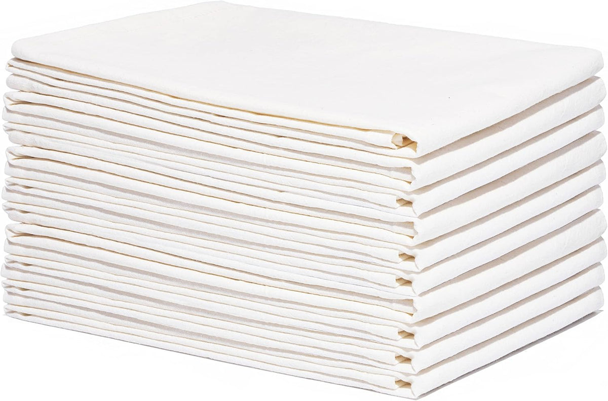 Organic Cotton Flour Sack Kitchen Towels - 10 Pack, Off-White Organic Cotton Tea Towels - Extra
