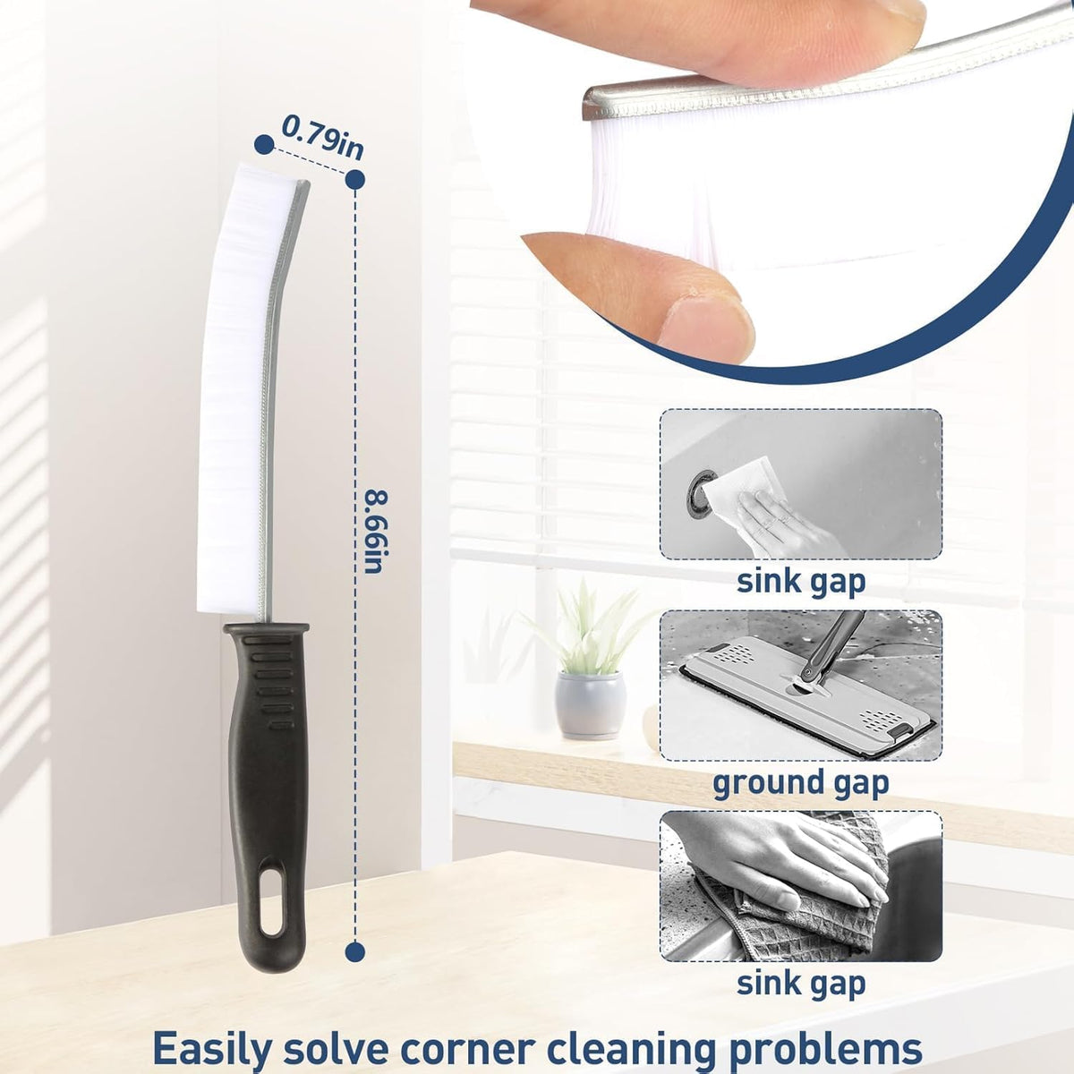 Crevice Cleaning Brush Set, 6 Pack Gap Cleaning Brushes for Bathroom, Kitchen, Window Track, Hard