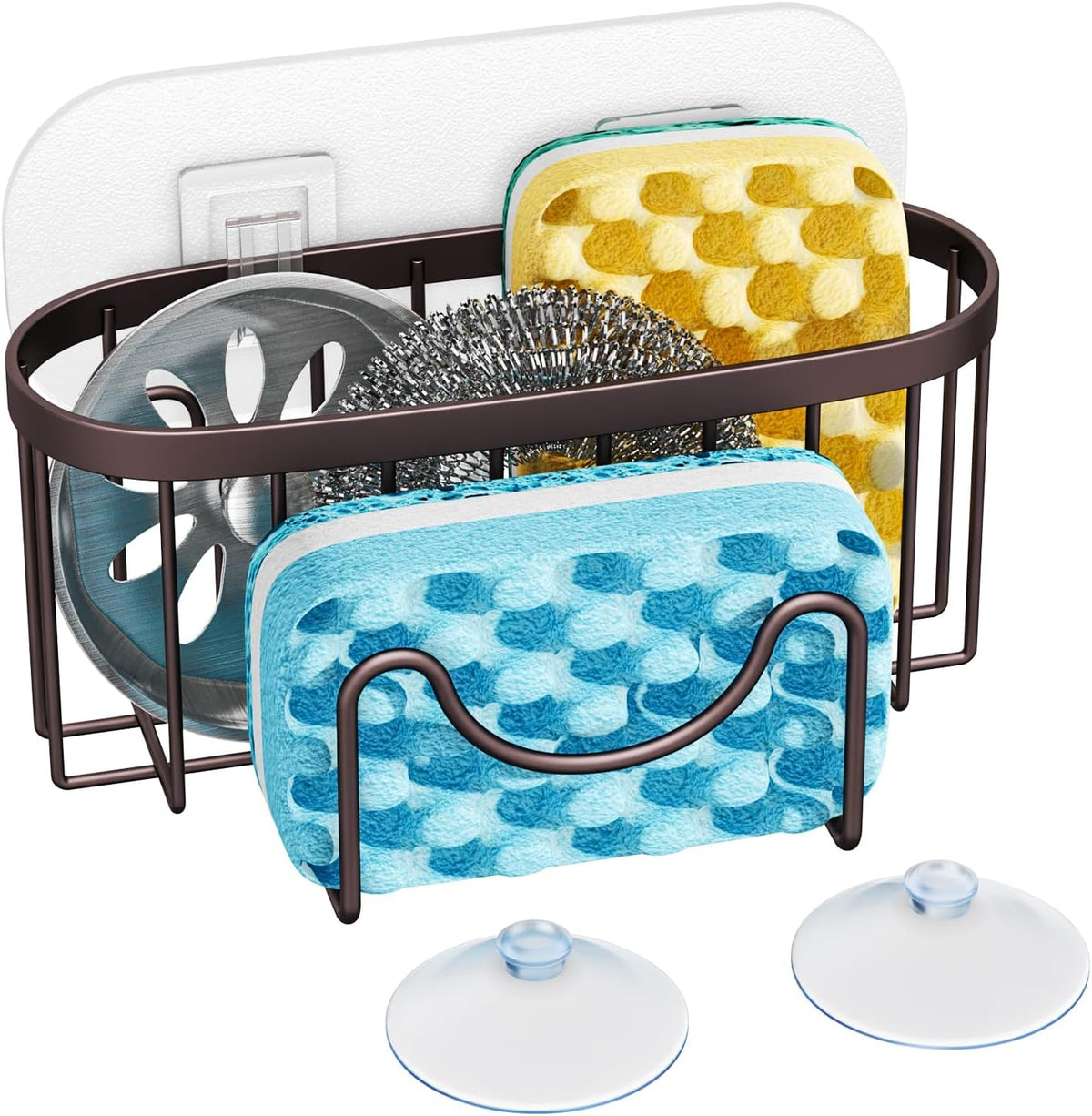 HapiRm Multifunctional Sponge Holder for Kitchen Sink with Unique M-Shaped, 2 Installation Methods