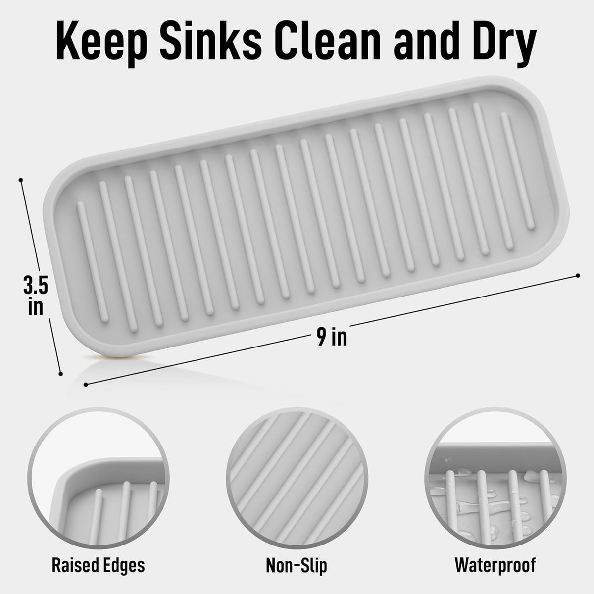 Zulay Kitchen (9x3.5) Silicone Sponge Holder for Kitchen Sink - Flexible Multipurpose Soap Tray