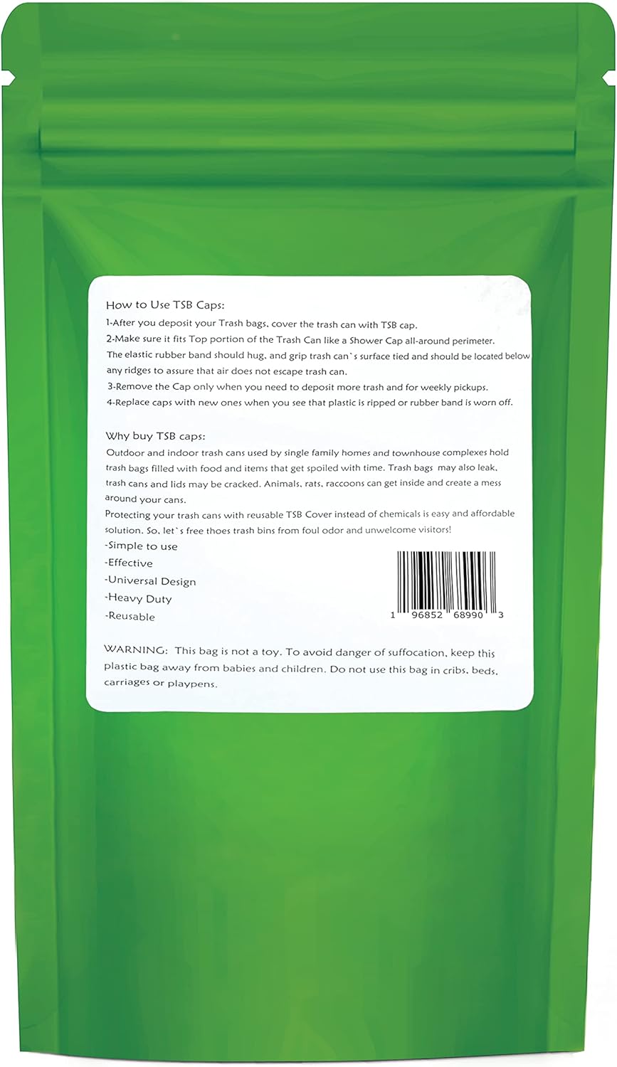 32 Gallon Trash Can Cover Odor Eliminating Bag with Elastic Band Lemon Scented Durable Chemical