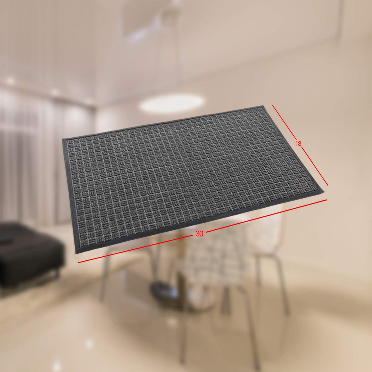 Kempf Water Retainer Entrance Mat, Indoor Outdoor Rubber Rug, Moisture Trapping, Absorbent Mat, 18