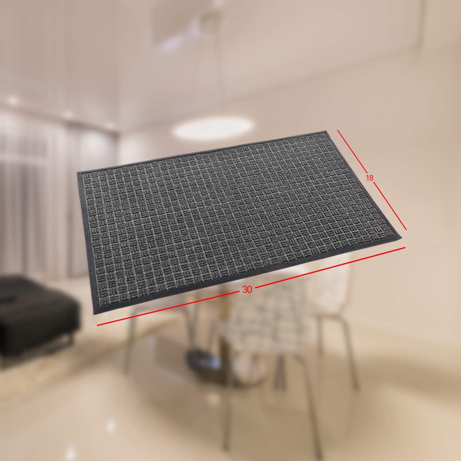 Kempf Water Retainer Entrance Mat, Indoor Outdoor Rubber Rug, Moisture Trapping, Absorbent Mat, 18