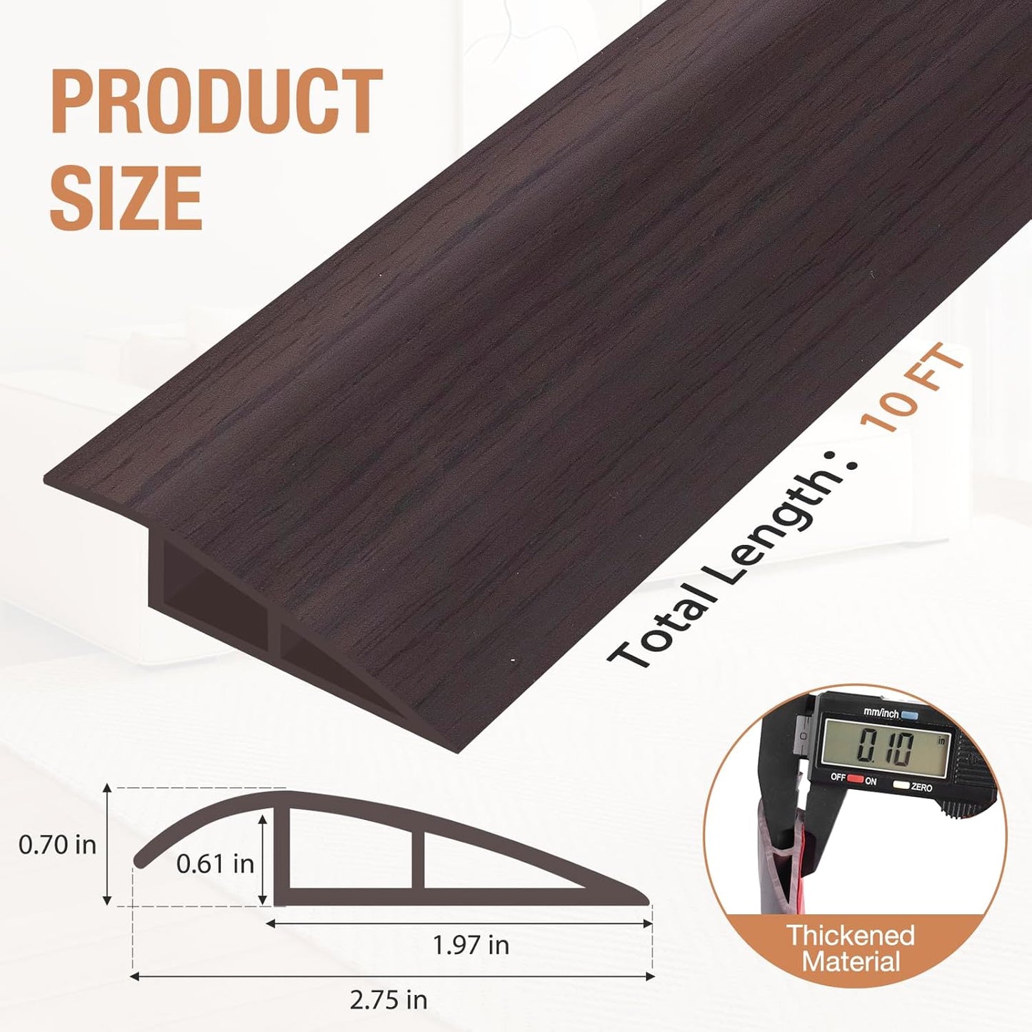 Floor Transition Strip Self Adhesive Vinyl Door Threshold for Doorways Carpet Edging Trim Overlap