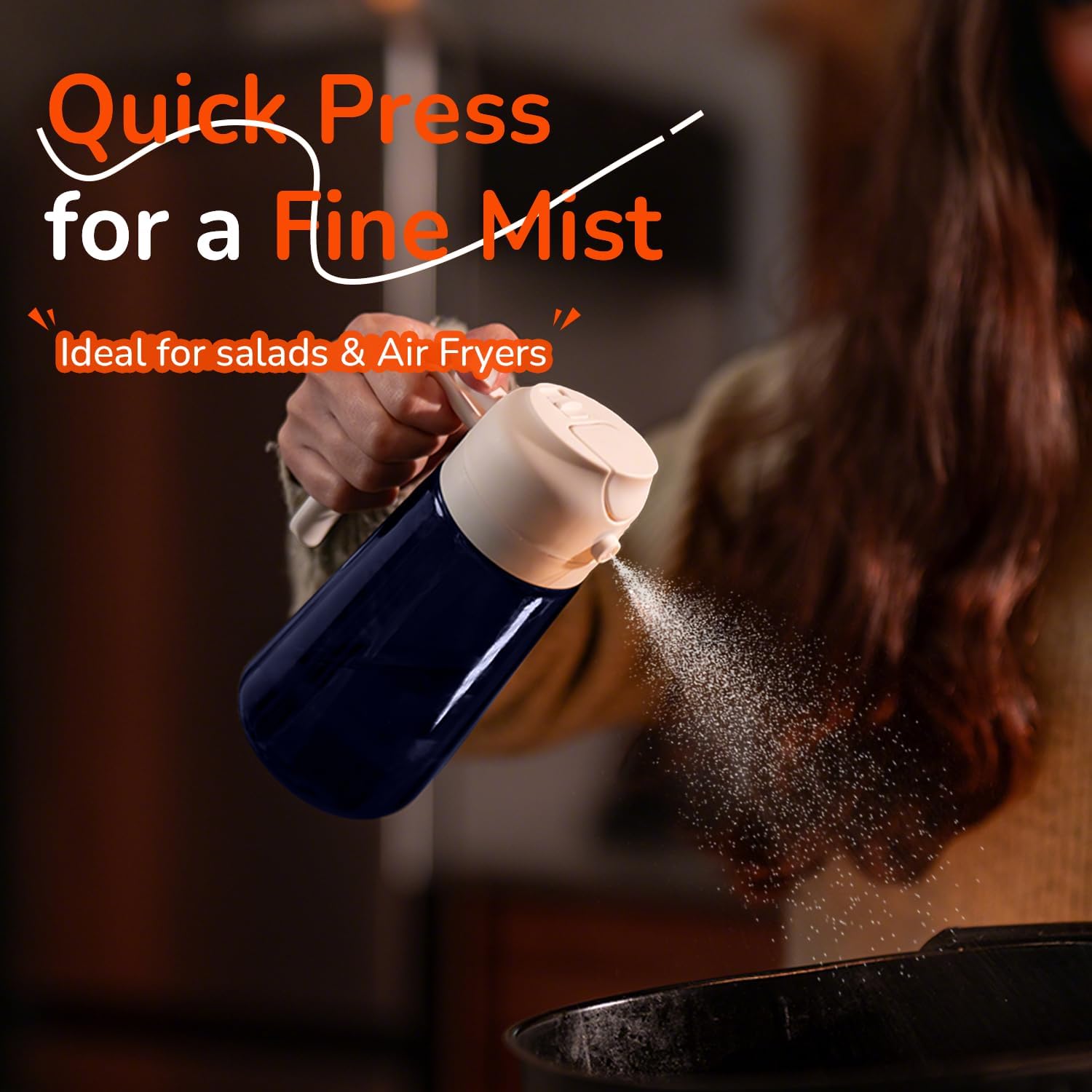 TrendPlain 16oz/470ml Blue Glass Olive Oil Sprayer for Cooking - 2 in 1 Olive Oil Dispenser for