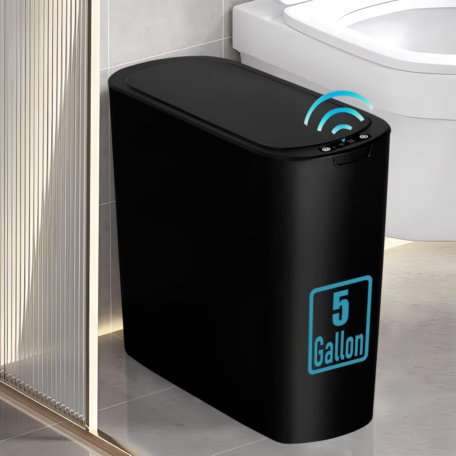 5 Gallon Motion Senor Bathroom Trash Can with Lid, Automatic Garbage Can Touchless, Smart Plastic