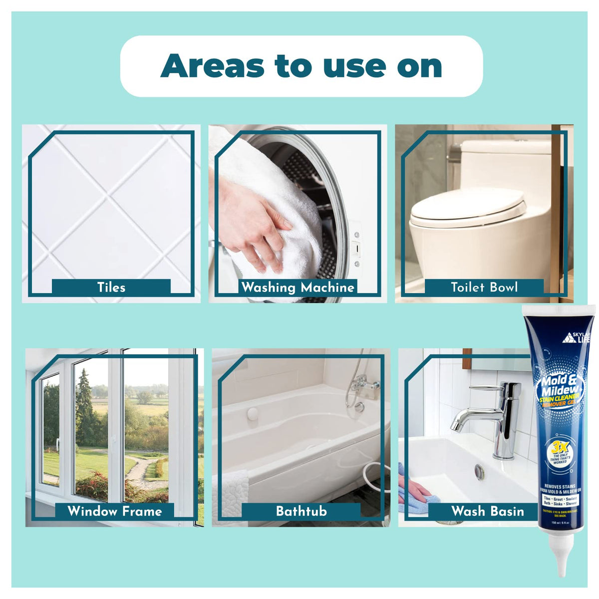Skylarlife Home Mold & Mildew Remover Gel Stain Remover Cleaner Wall Mold Cleaner for Tiles Grout