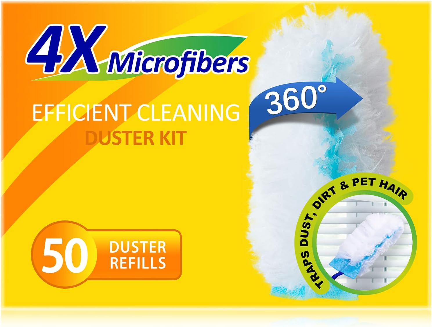 360 Duster Refills for Swiffer, Refill Kit with 50 Dusters for Cleaning Home & Car, Heavy Duty