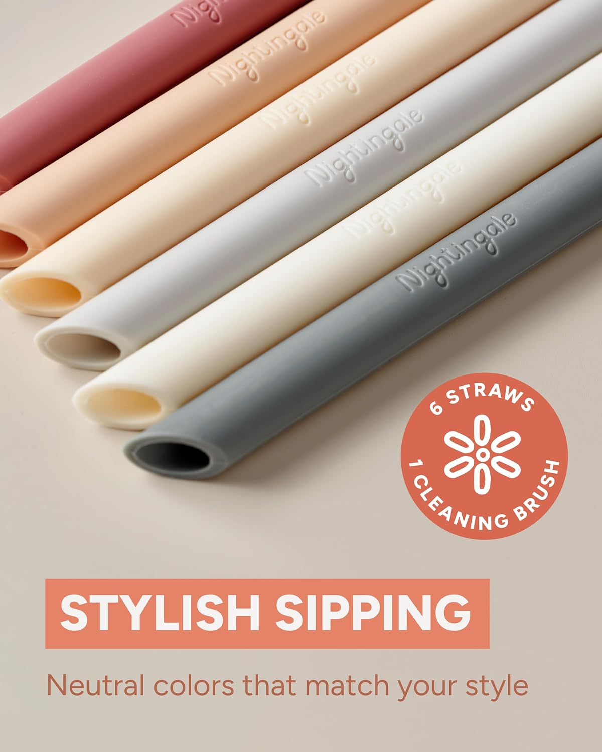 Nightingale 14” Silicone Tumbler Straws - Compatible with Stanley 40 oz cup - Reusable Flexible