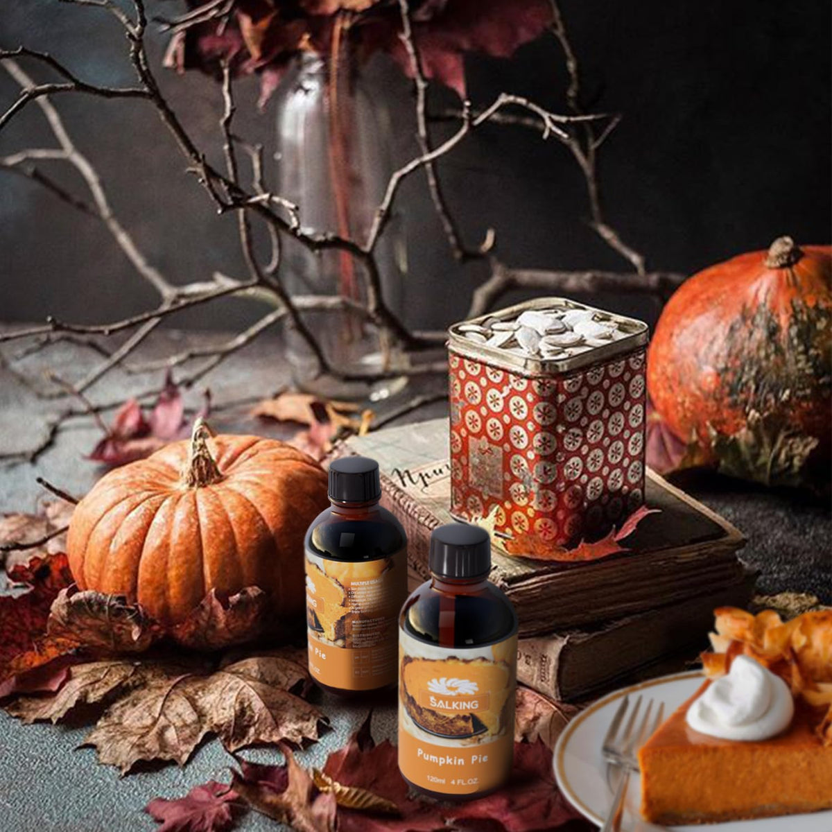 SALKING Pumpkin Pie Fragrance Oil, 120ml (4 Fl Oz) Premium Essential Oils for Diffuser, Candle
