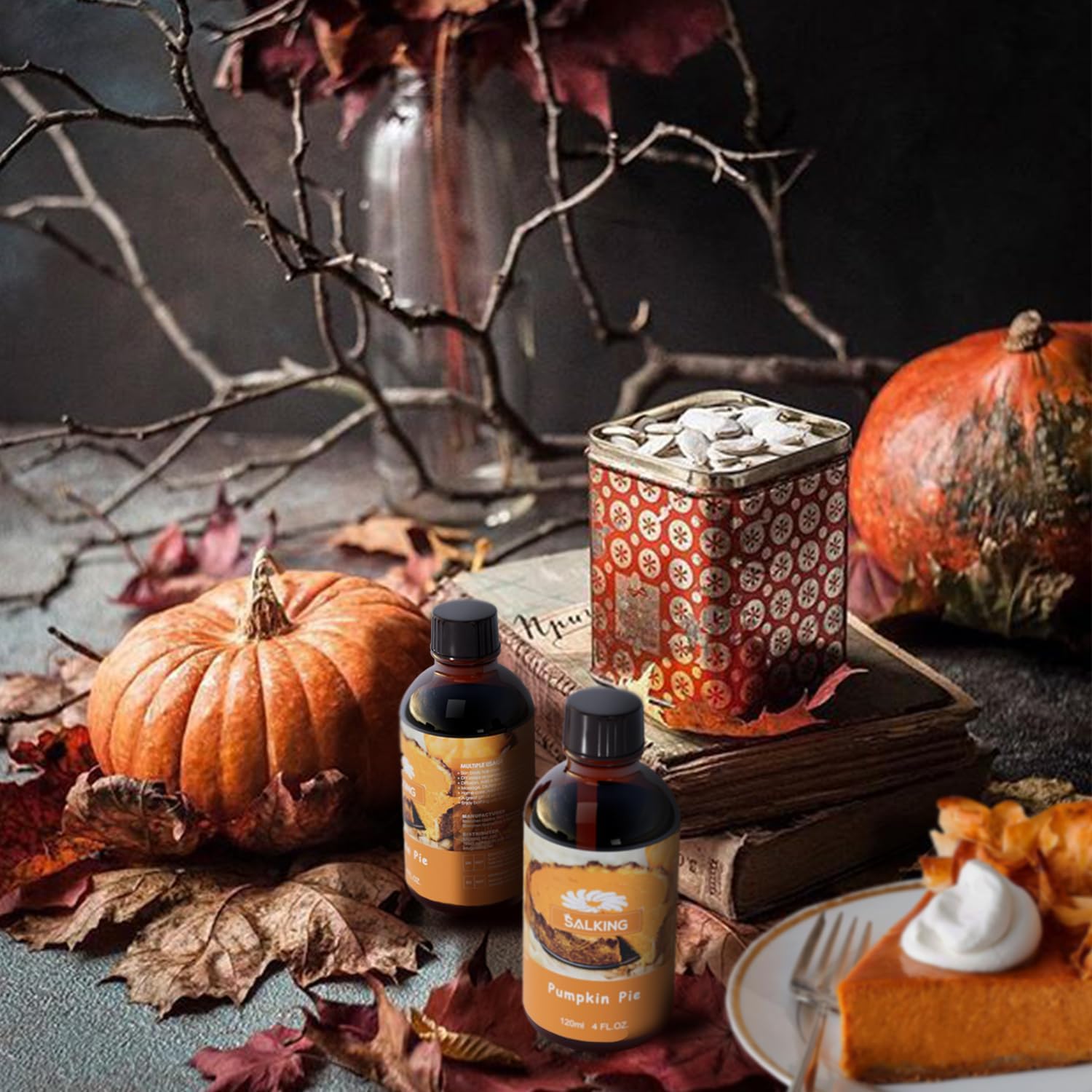SALKING Pumpkin Pie Fragrance Oil, 120ml (4 Fl Oz) Premium Essential Oils for Diffuser, Candle