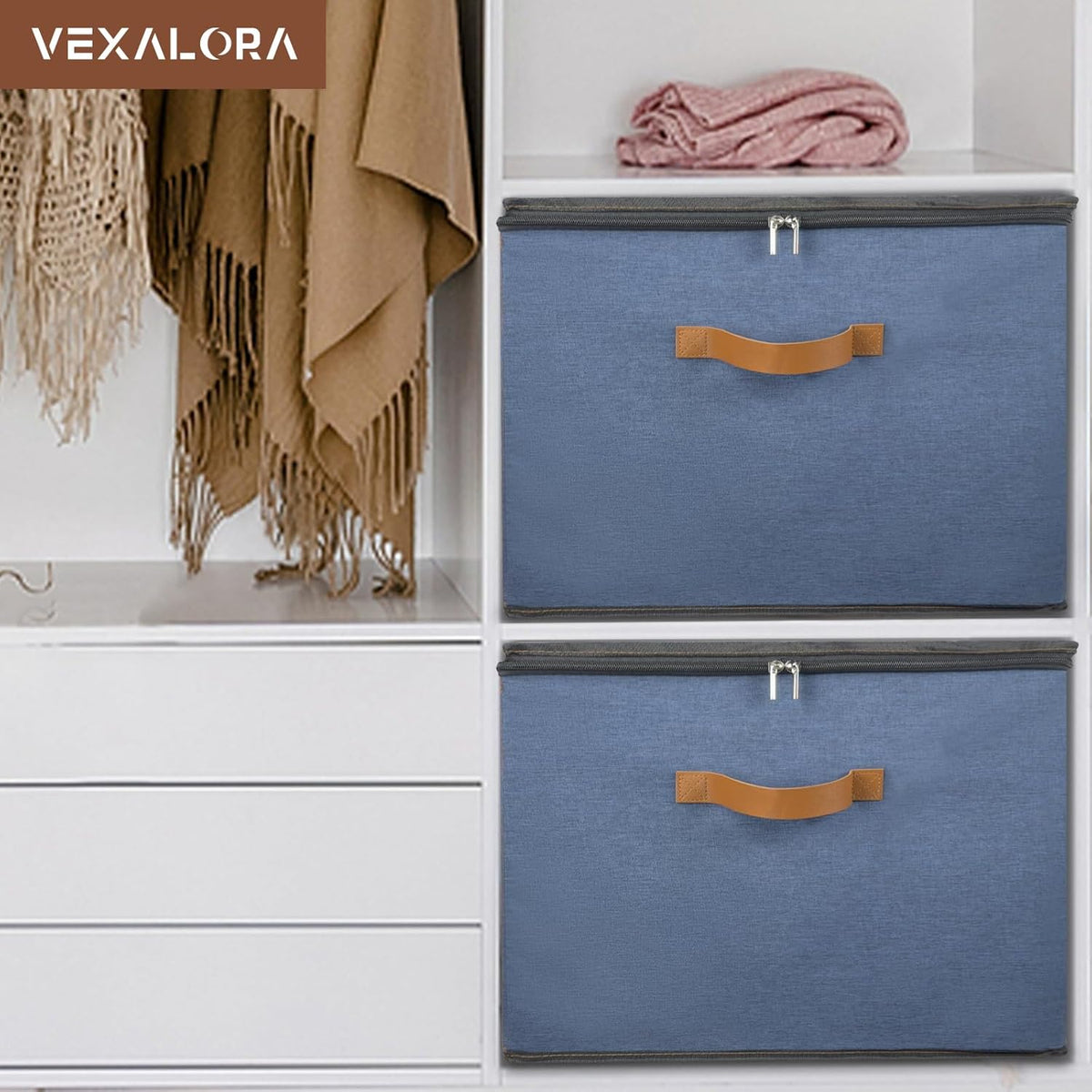 Shoe Organizer for Closet, 2 Pack Shoe Storage Bins with Clear Cover, Adjustable Dividers Fits