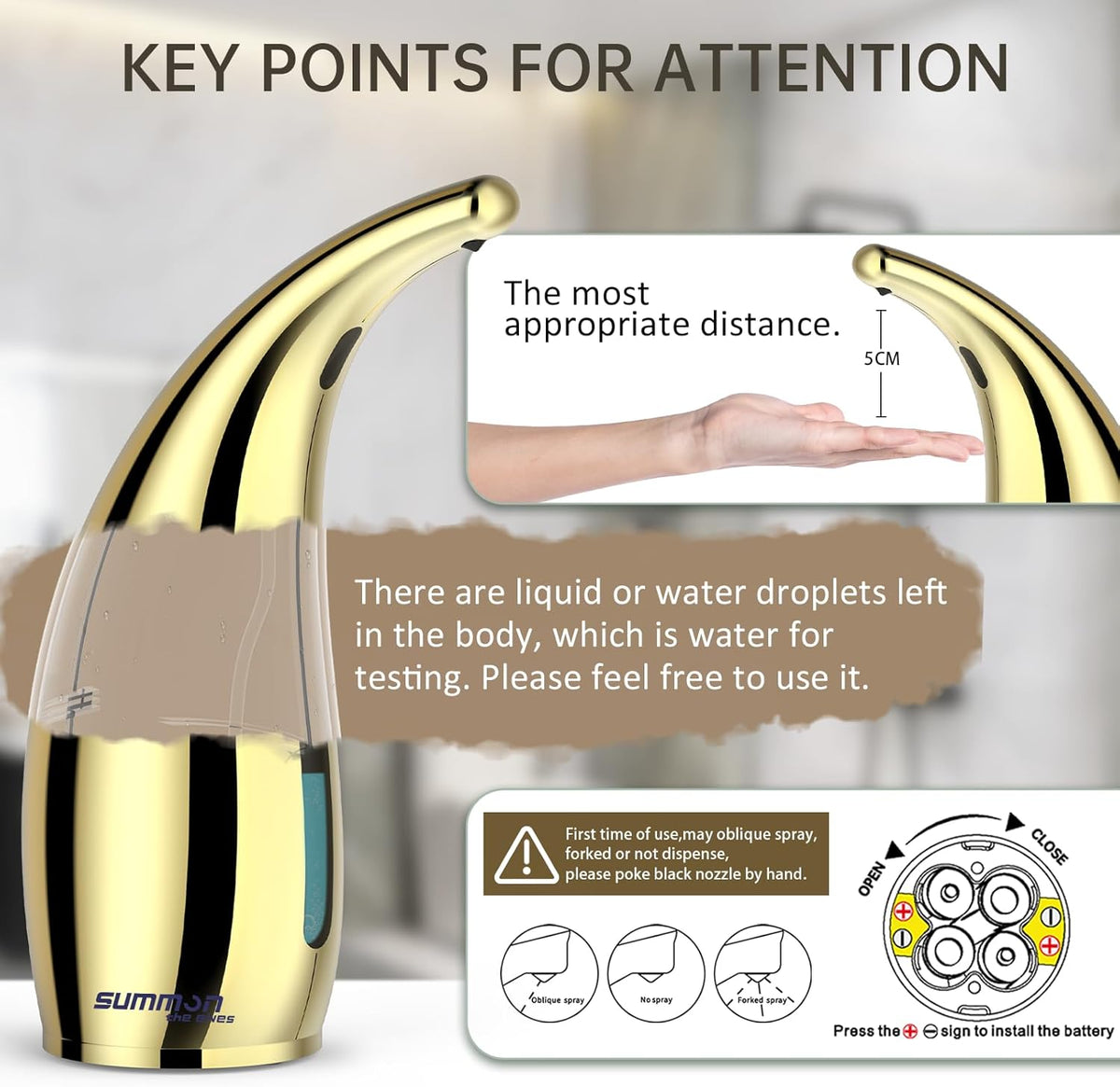 Automatic Liquid Soap Dispenser,300ML Touchless 4 Gear Adjustable,Countertop Electric Battery
