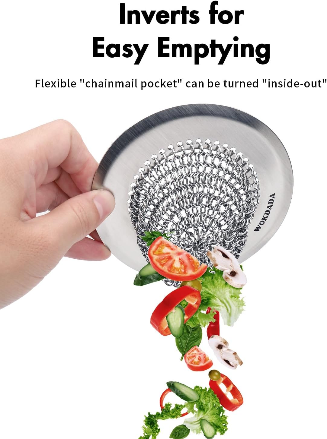 2 Pcs Sink Drain Strainer: Anti-Slip Flexible Chainlink, 304 Stainless Steel. Upgraded Clog-Free