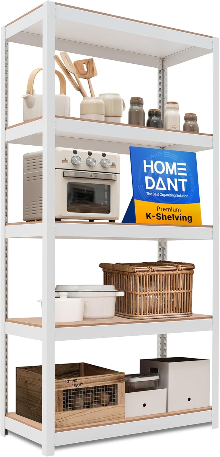 HOMEDANT House 5-Tier Laminated Metal Shelving Unit Adjustable Storage Utility Rack Heavy Duty