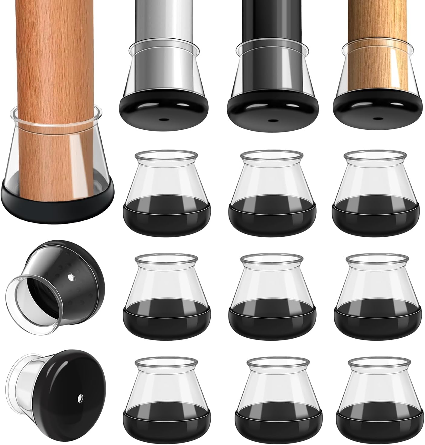 28 Pcs Chair Leg Sliders for Carpet, Round Chair Glides, Silicone Furniture Leg Protectors Caps