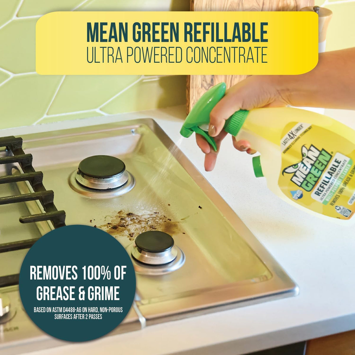 Mean Green Refillable Ultra Powered CONCENTRATE Multi Purpose Cleaner, Citrus & Green Tea, 14.3 fl