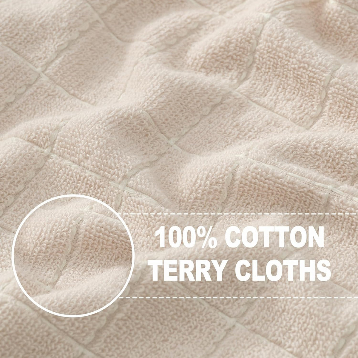 Homaxy 100% Cotton Terry Kitchen Towels(Beige, 13 x 28 inches), Checkered Designed, Soft and Super