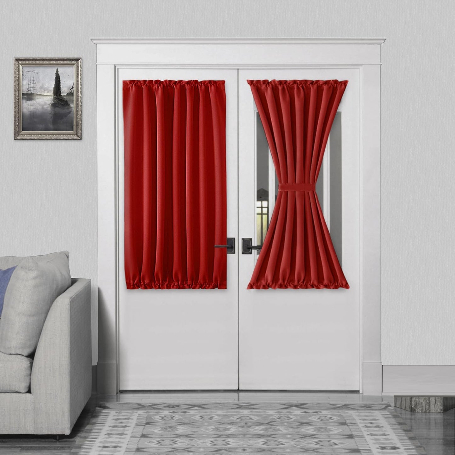 DWCN French Door Curtains – Rod Pocket Thermal Blackout Curtain for Doors with Glass Window