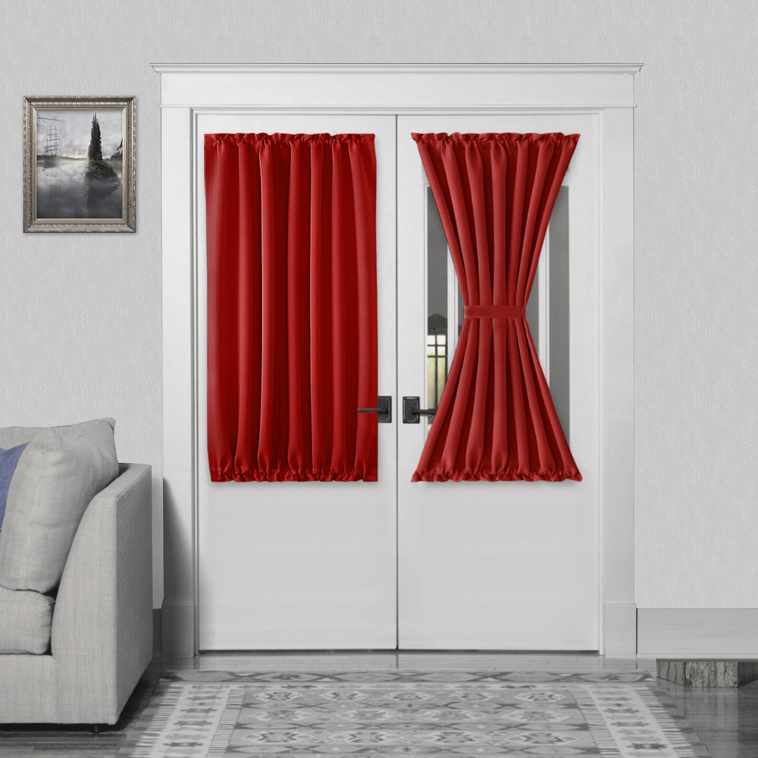 DWCN French Door Curtains – Rod Pocket Thermal Blackout Curtain for Doors with Glass Window