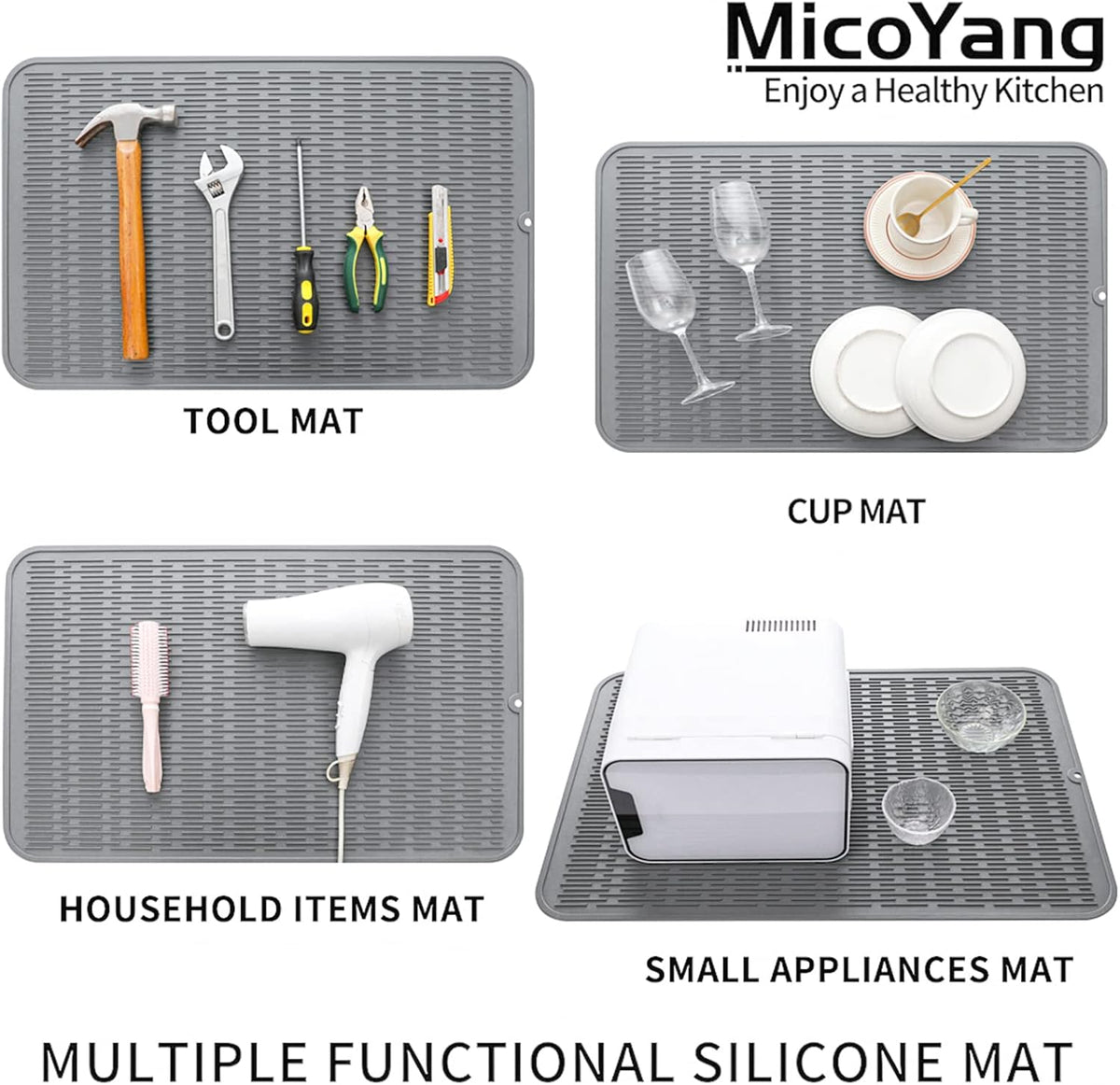 Silicone Dish Drying Mat for Multiple Usage,Easy clean,Eco-friendly,Heat-resistant Silicone Mat for