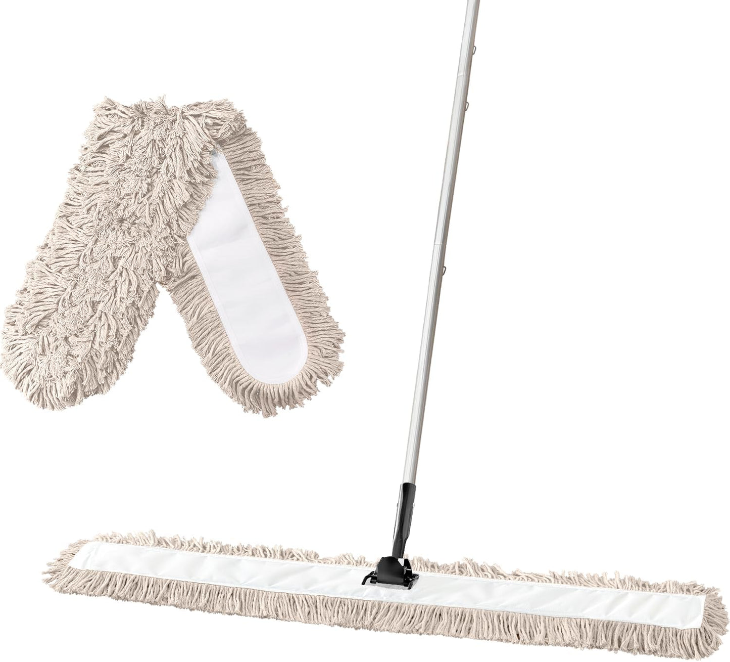 Commercial Dust Mop & Floor Sweeper，48" Industrial Dry Mop with Heavy Duty Long Handle, Premium