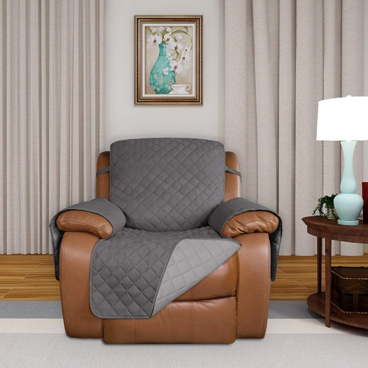 PureFit Reversible Quilted Sofa Cover, Water Resistant Slipcover Furniture Protector, Washable