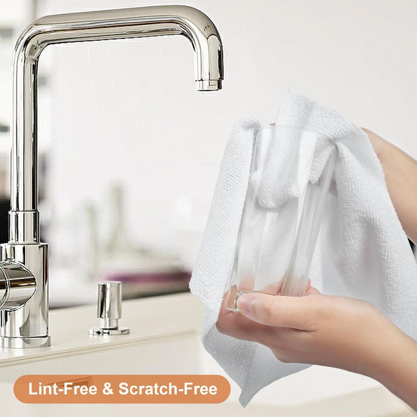 LIVOS Microfiber Cleaning Cloth Roll - 80 Pack, Reusable Paper Towels, White Tear Away, Microfiber