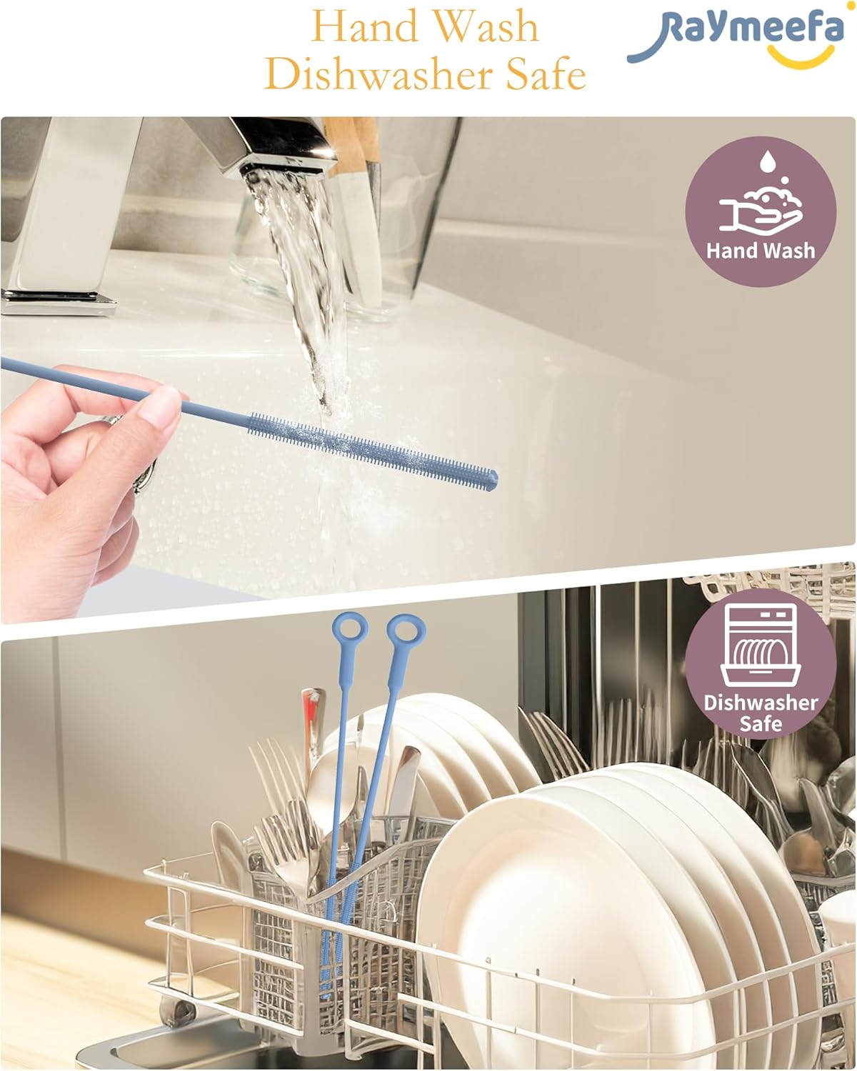Extra Long Straw Cleaner Brush,Reusable and Soft Silicone Straw Cleaning Brush to Clean