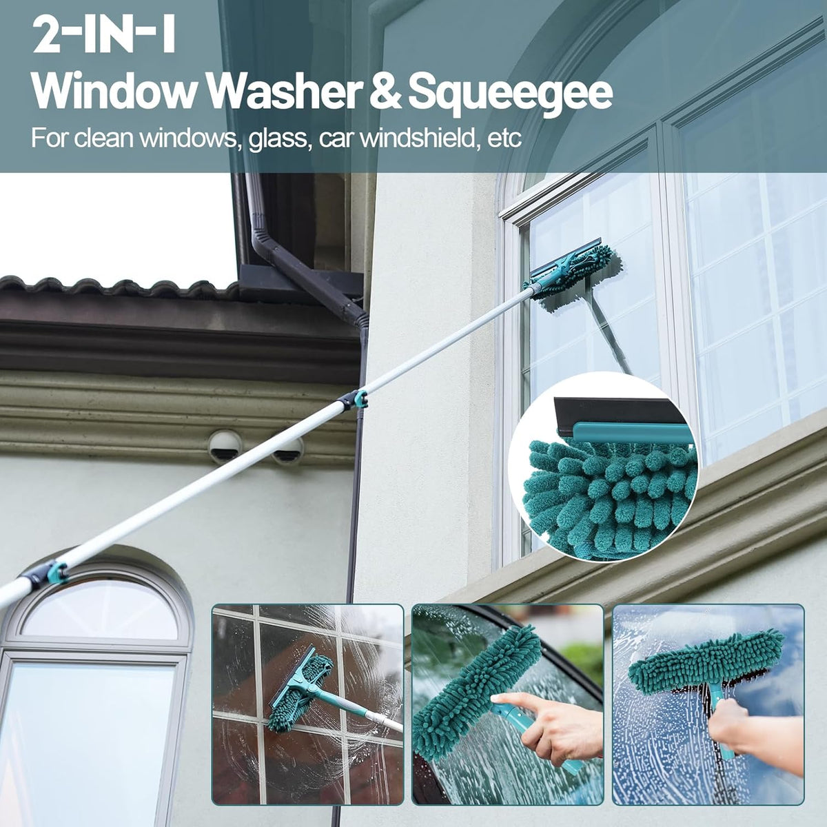 20 Foot High Reach Duster Kit with 5-12FT Extension Pole High Ceiling Dusting and Window Cleaning