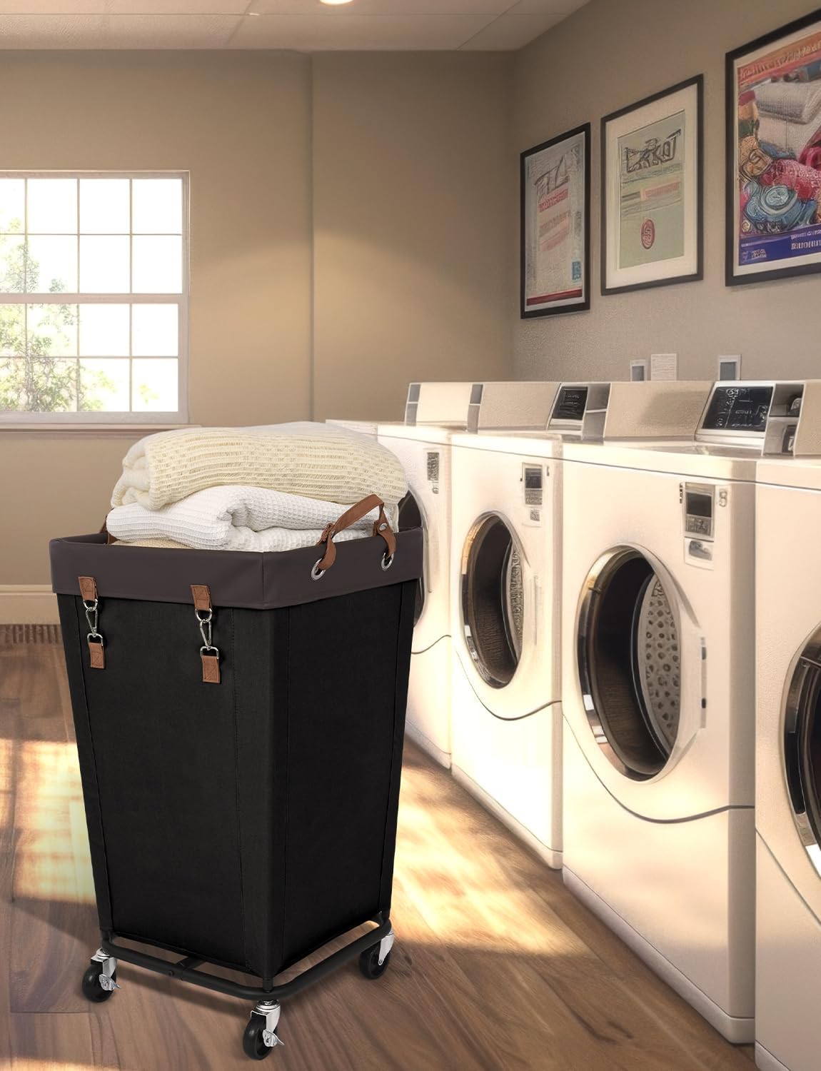 StorageWorks 160L Laundry Basket with Wheels, Large Rolling Hampers for Clothing Organizer, Dirty