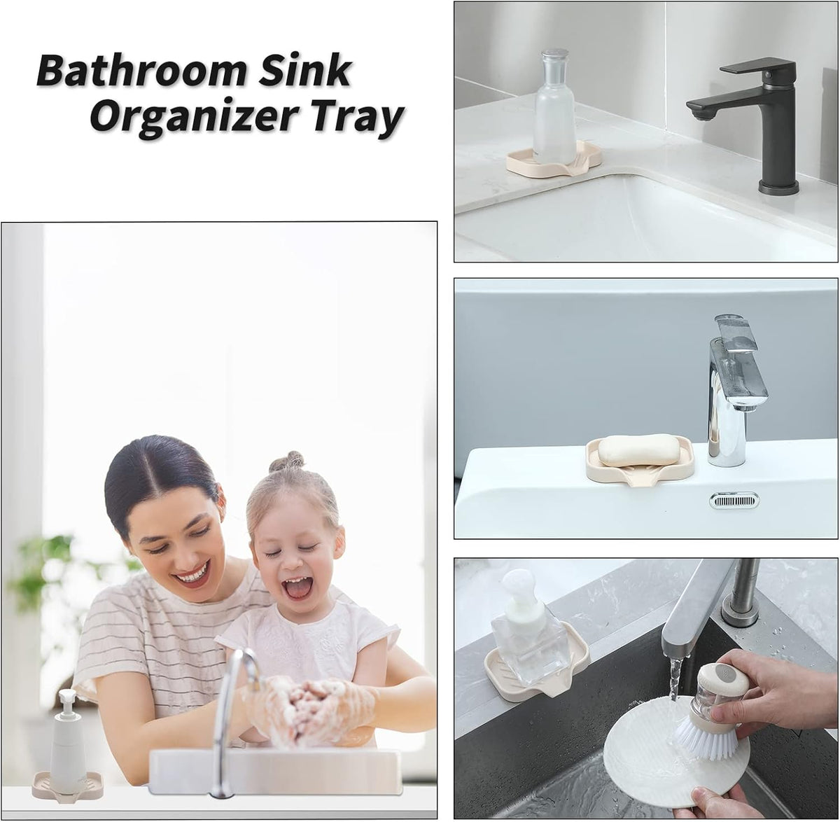 Silicone Bathroom Soap Dishes with Drain Spout-Bathroom and Kitchen Sink Organizer,Sponge