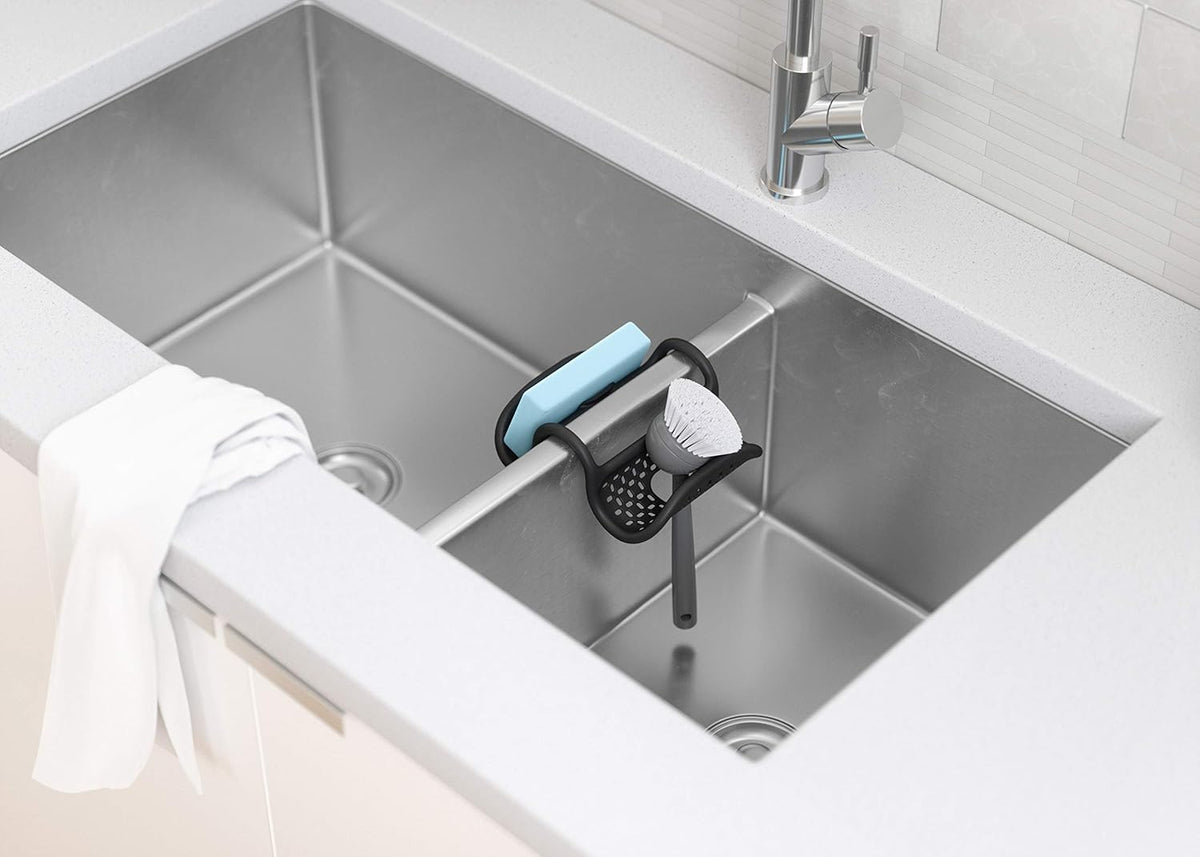 Umbra Sling Flexible Sink Caddy, Non-Slip – Holds Sponge and Scrubbing Brush or Dishrag, Storage