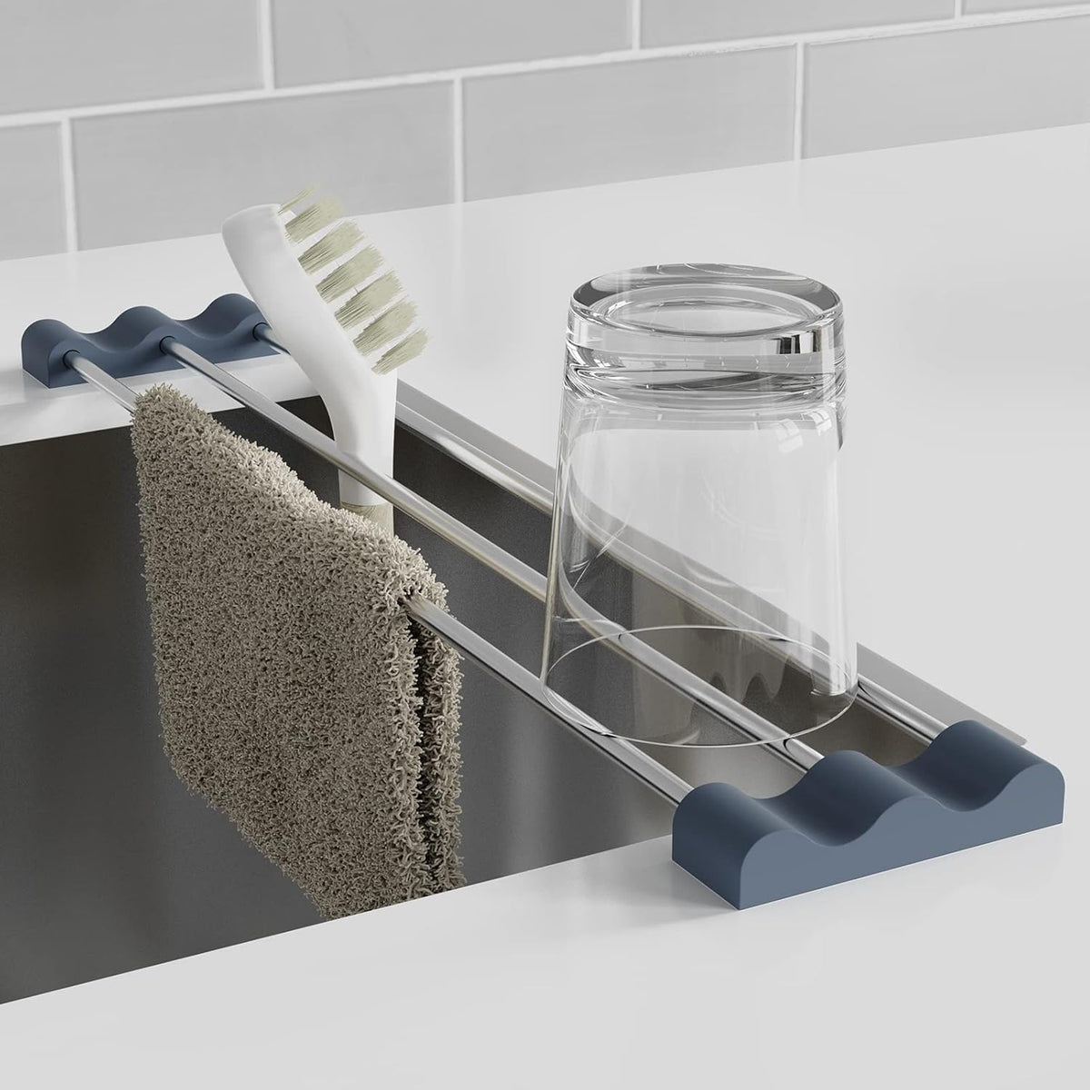 Tomorotec Adjustable Over-The-Sink Kitchen Rack for Dishcloths, Sponges, Bottles and Brushes